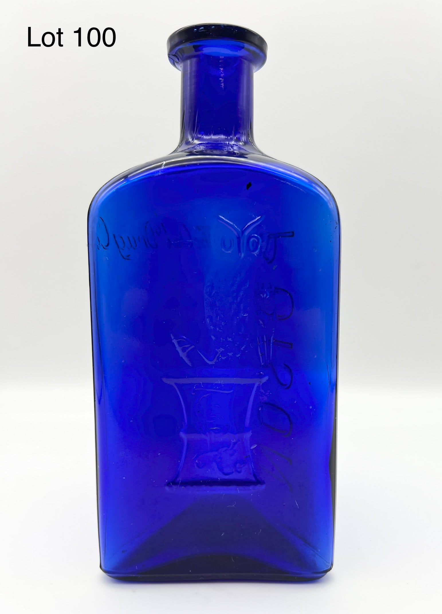 Antique Owl Drug Medium Sized Cobalt Blue Poison Bottle (1 of 10)