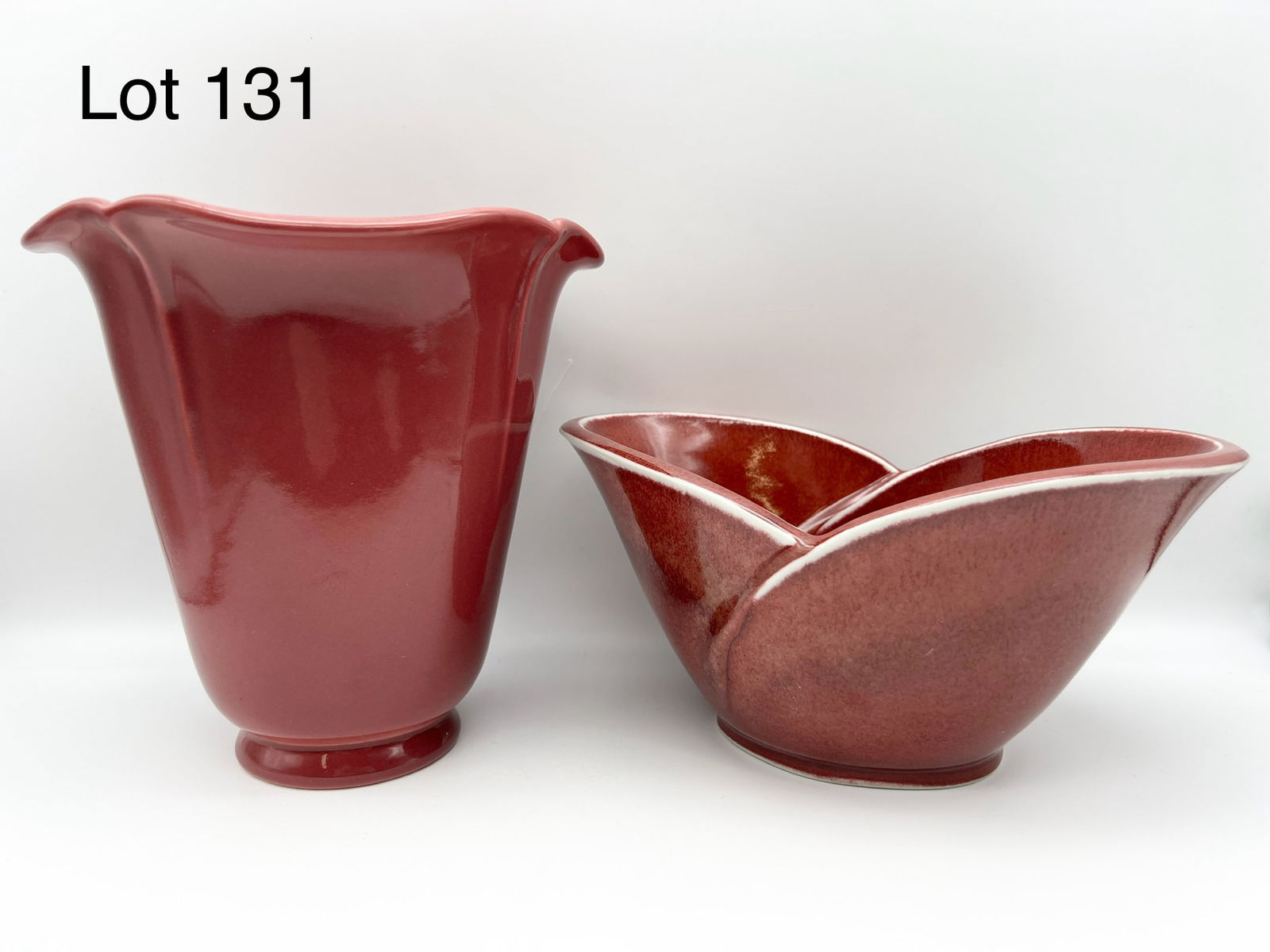 Duo of 1930s/1940s Rookwood High Gloss Vases In Shades of Red (1 of 13)