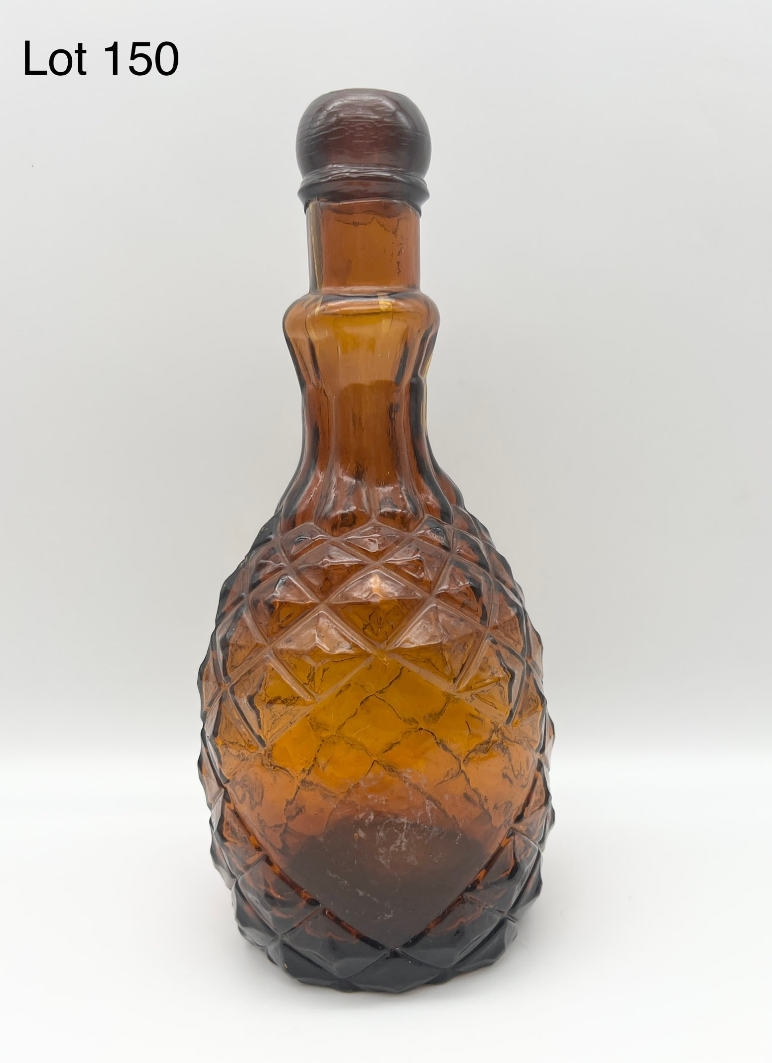 19th Century Embossed Amber Glass Pineapple Bottle (1 of 6)
