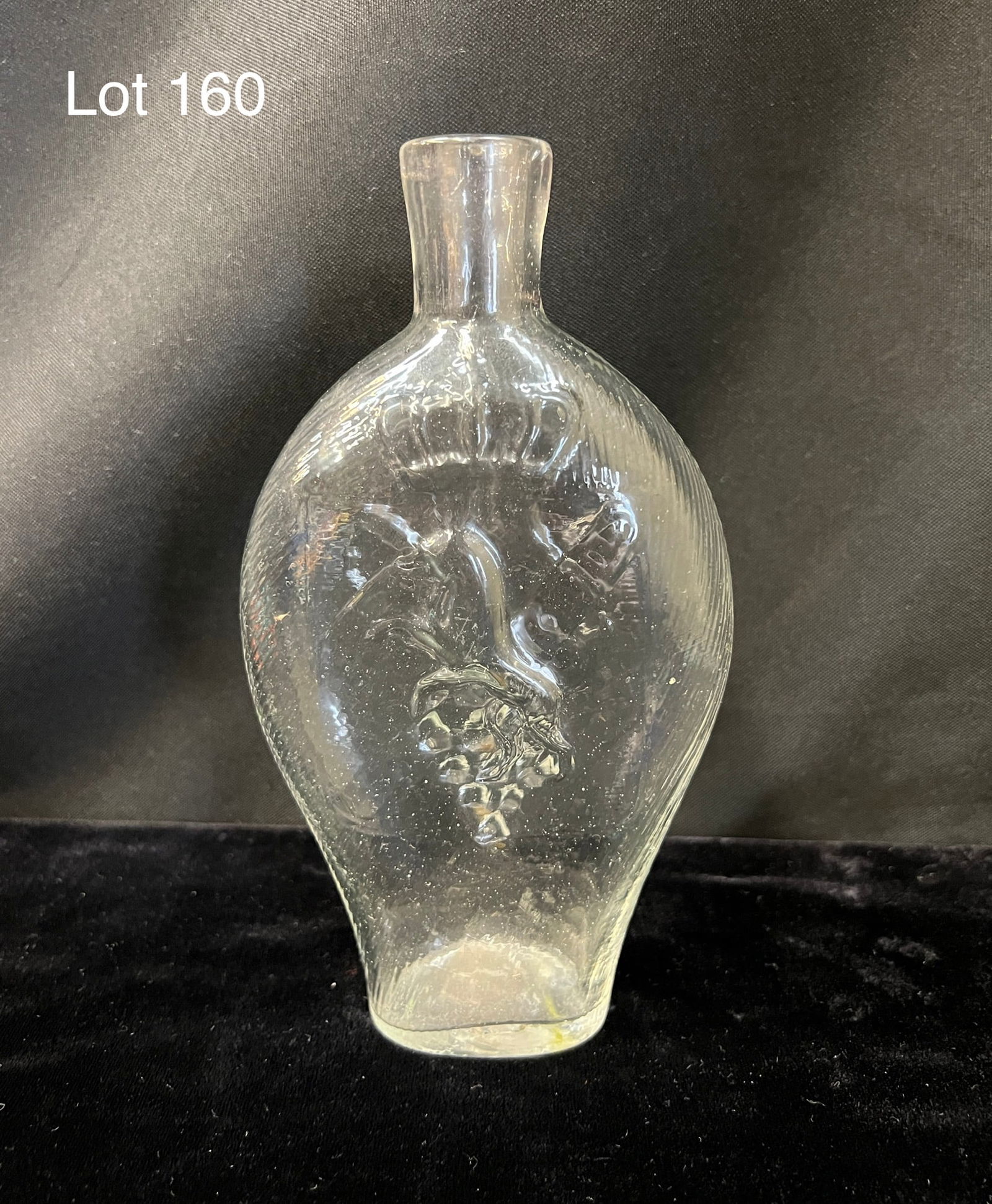 Antique Clear Glass Flask With Horse and Grape Motif (1 of 9)