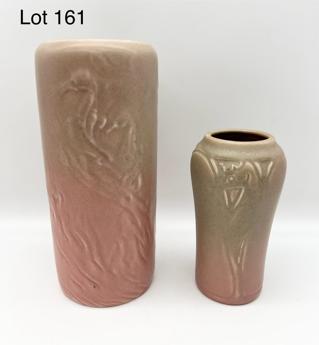 Duo of 1920s Rookwood Pottery Vases With Seahorse Motifs (1 of 10)