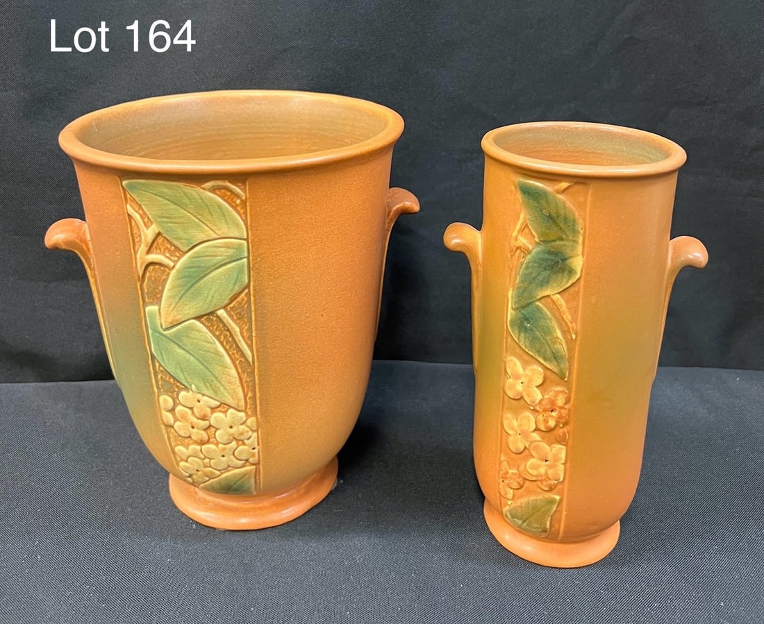 Duo of Weller Velva Vases In Brown (1 of 9)