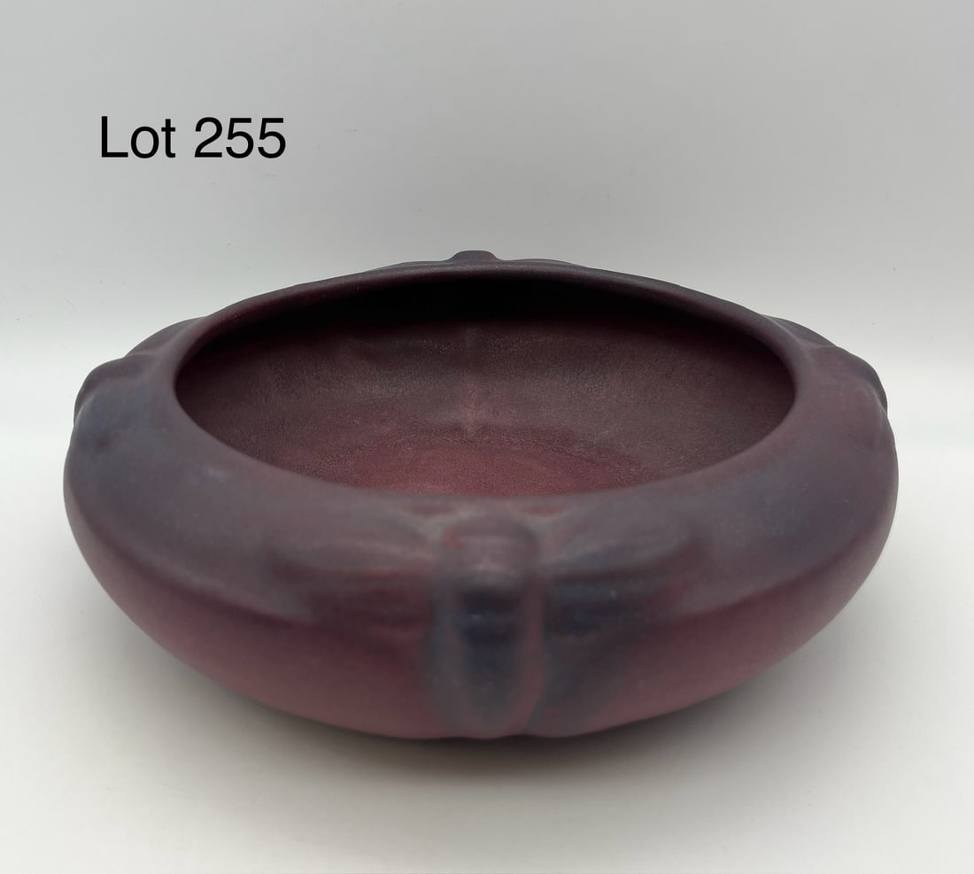 1920s Van Briggle Dragonfly Bowl in Mulberry Glaze (1 of 8)