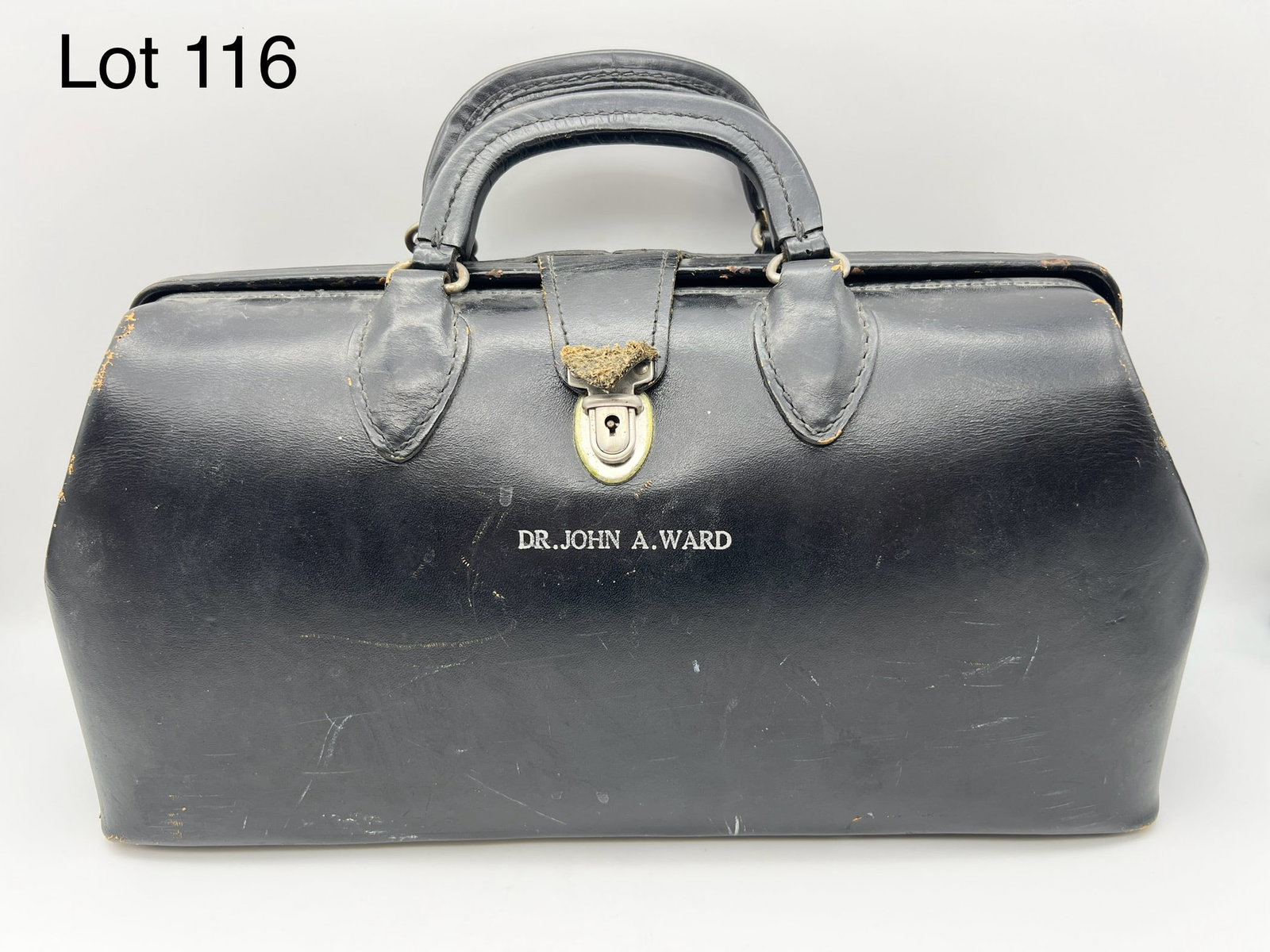 Antique Schell Black Leather Doctor's Bag (1 of 9)