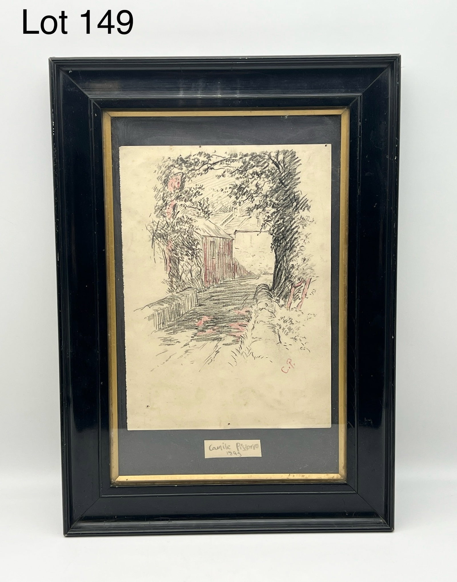 Signed Camille Pissarro (1830-1903) "Road Into Town" Pencil Drawing (1 of 5)