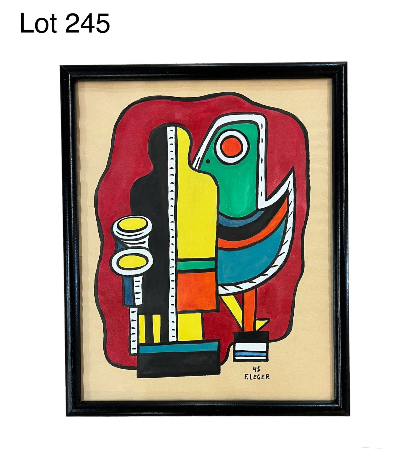 Signed Fernand Leger (1881-1955) "Composition" Gouache On Paper (1 of 4)