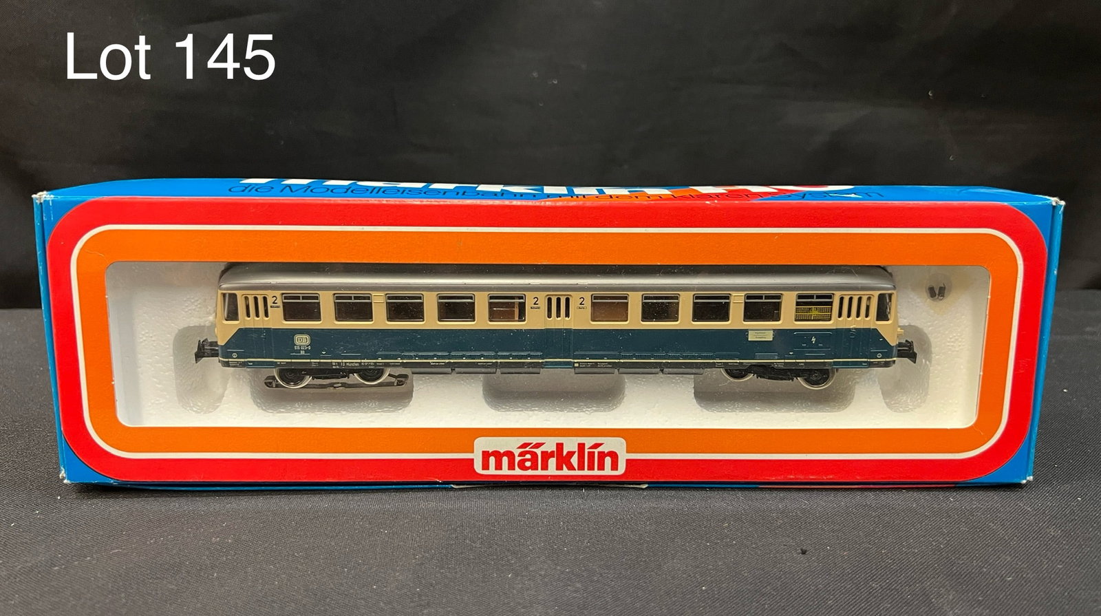 Marklin HO Motorized Passenger Rail Car #3028: Marklin HO motorized passenger rail car. No. 3028. Made in West Germany. In original box/packaging. Box measures 13" x 4" x 2 ". *notes- minor wear to box from storage.