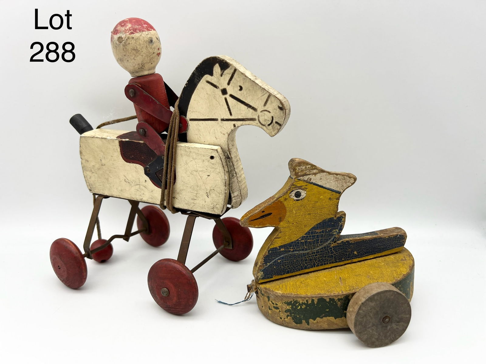 Duo of Primitive Wooden Pull Toys Including Hustler Toys (1 of 8)