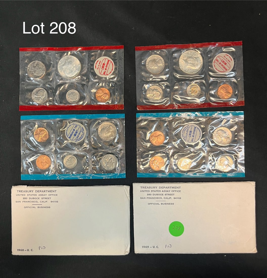 Qty 2 1968 P+D and 1969 P+D Mint Sets (1 of 7)