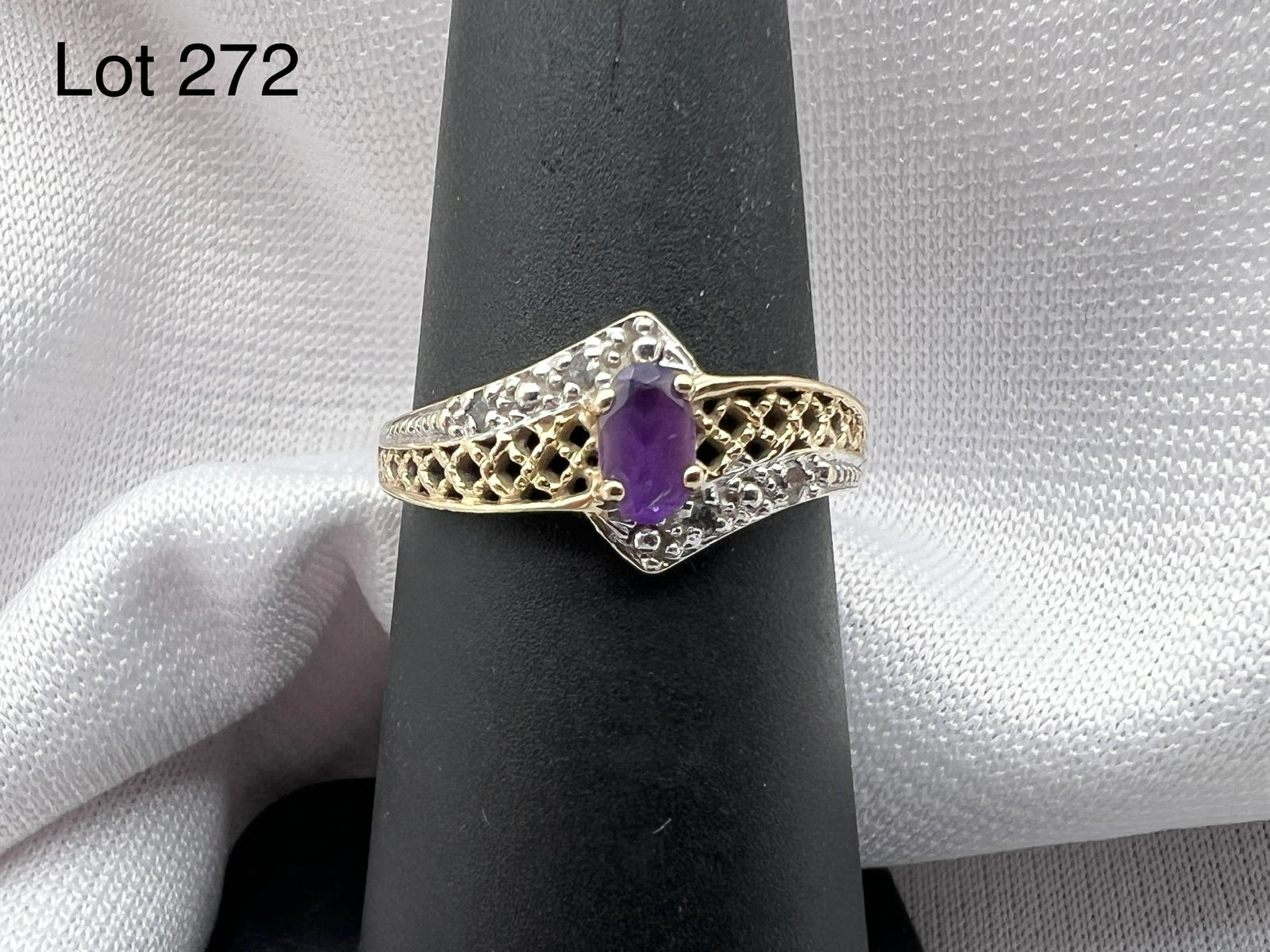 14K Gold Amethyst and Diamond Ring (1 of 5)