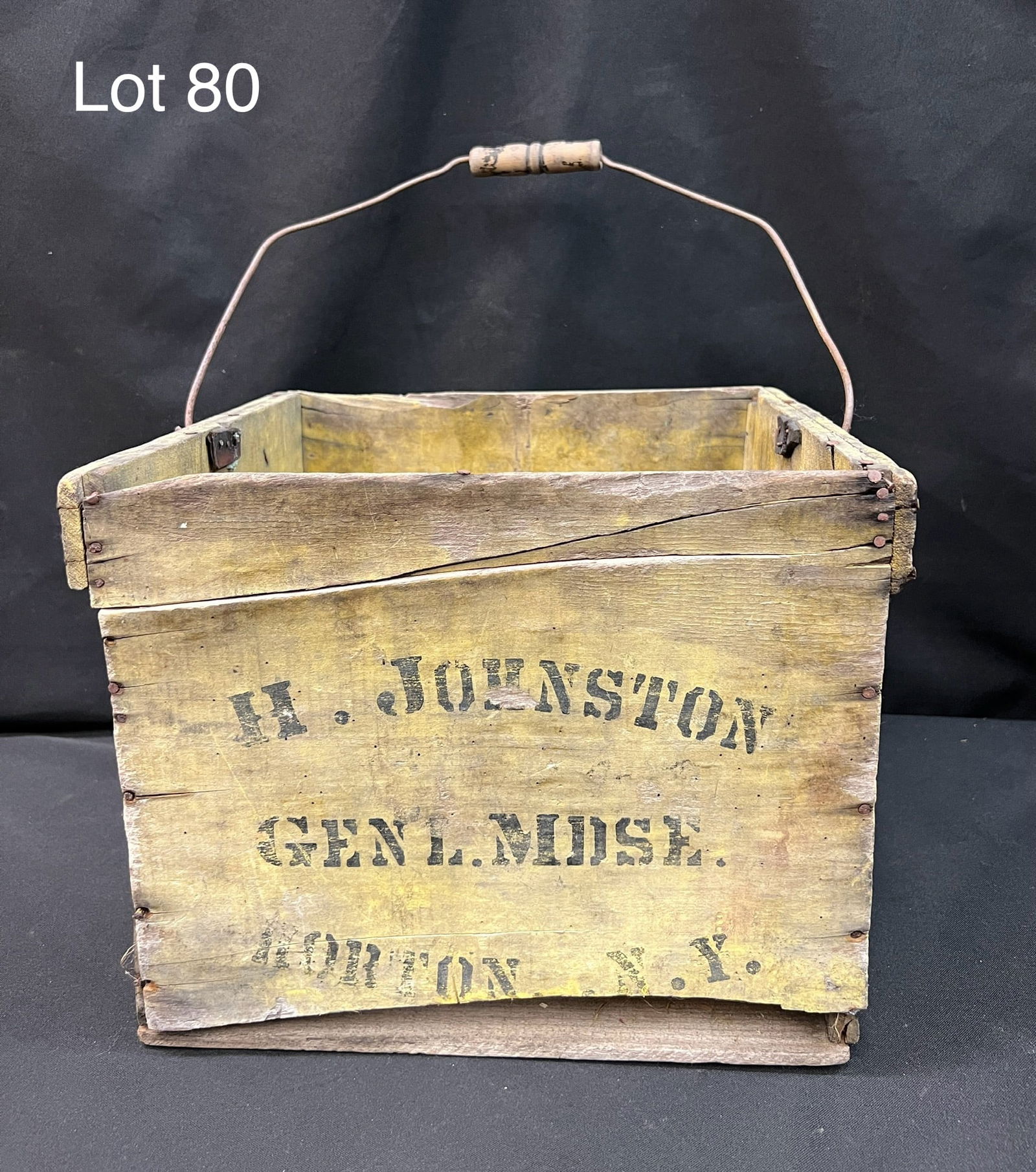 Antique Primitive H. Johnston Genl. Mdse. Wood Crate With Handle (1 of 5)
