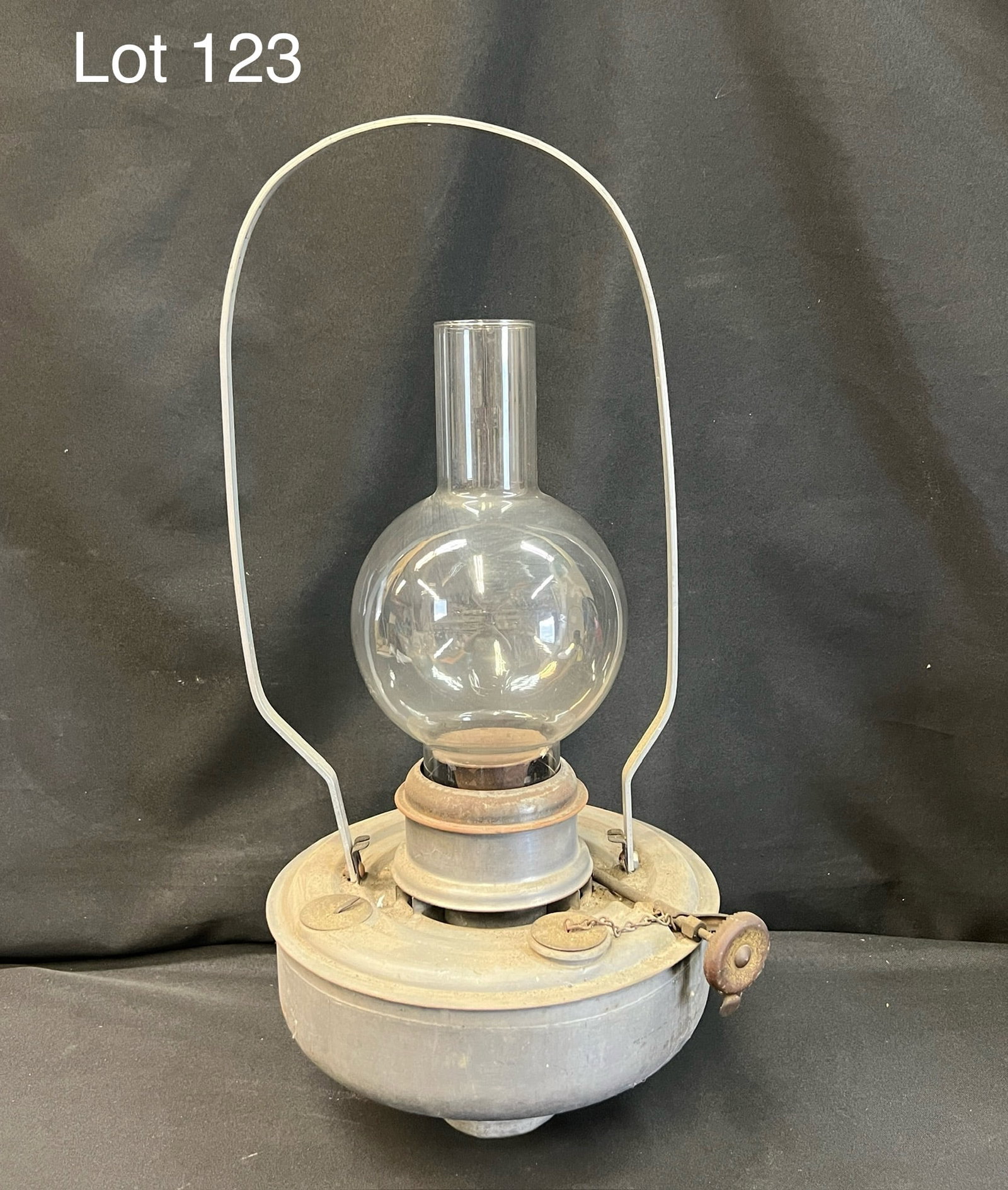 Kerosene Railroad Post Lamp W/ Bulbous Glass Globe (1 of 5)