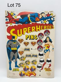 1976 DC Comics Super Heroes Pins on Store Display