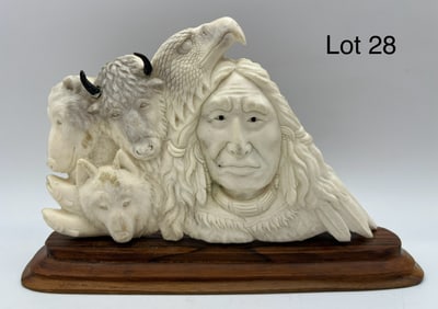 American Indian Moose Antler Carving