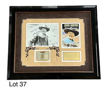 Signed Photo of John Wayne from "The Comancheros" and Belt Buckle