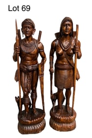 Pair of Ifugao/Igorot Wood Carved Tribesman