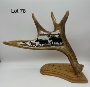 Carved Moose Antler Display