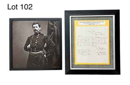 1861 Letter Signed by George McClellan With Framed Photo