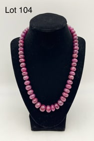 Lady's Ruby Bead 750 Carat  Necklace w/ 14K Clasp