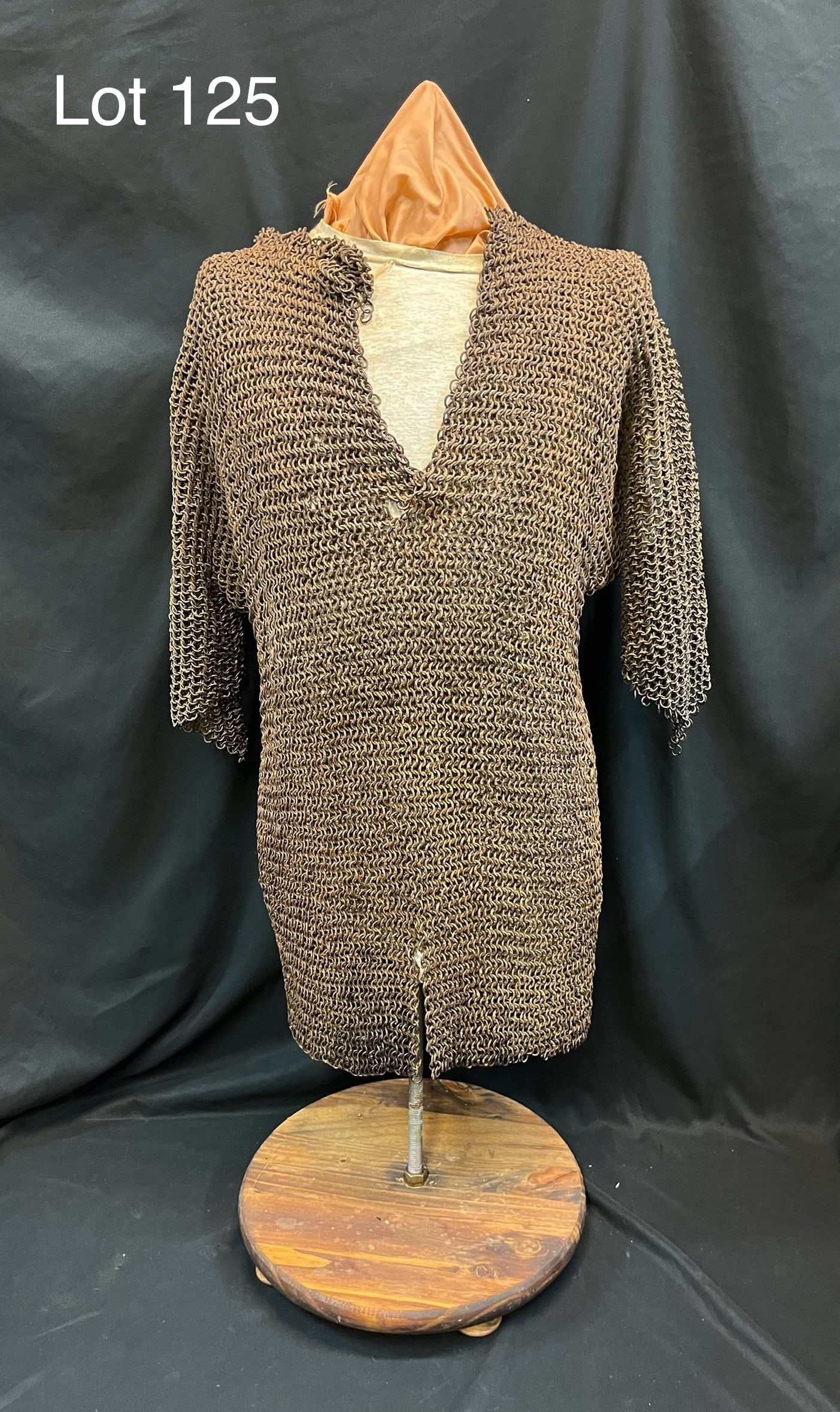 19th. C Chainmail Hauberk: An antique chainmail hauberk, likely made sometime in the 19th century. Wrought iron links make up a full shirt with two sleeves. Some piercings and holes in armor, some minor missing sections. Measur