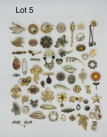 Gold Tone Costume Jewelry Brooches