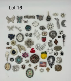 Lot of Costume Jewelry Brooches and Pendants