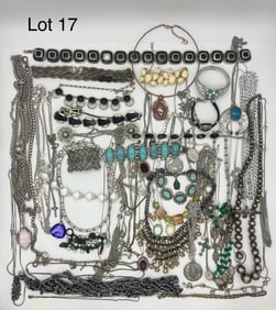 Costume Jewelry Lot in Silver Tones