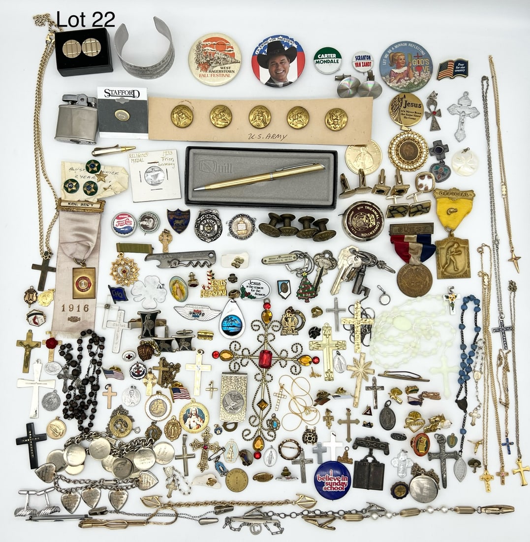 Mixed Lot of Costume, Men's Accessories, Pins, Religious Pieces and More (1 of 11)