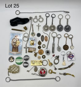 Variety Lot with Keychains, Coins, and More