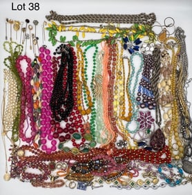 Collection of Costume Jewelry Including Beads, Stick Pins and More
