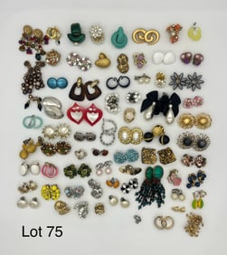 Group of Clip-On Costume Jewelry Earrings