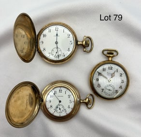 Trio of Vintage and Antique Pocket Watches in Gold Cases