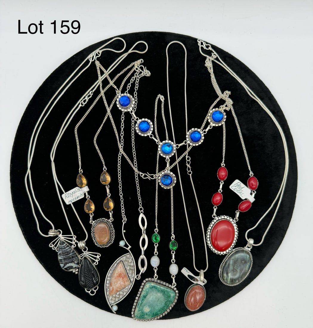 Lot of Silver Gemstone Necklaces (1 of 7)