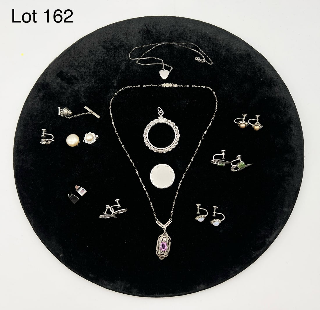 Collection of Sterling Silver Jewelry Including Amethyst Necklace (1 of 14)