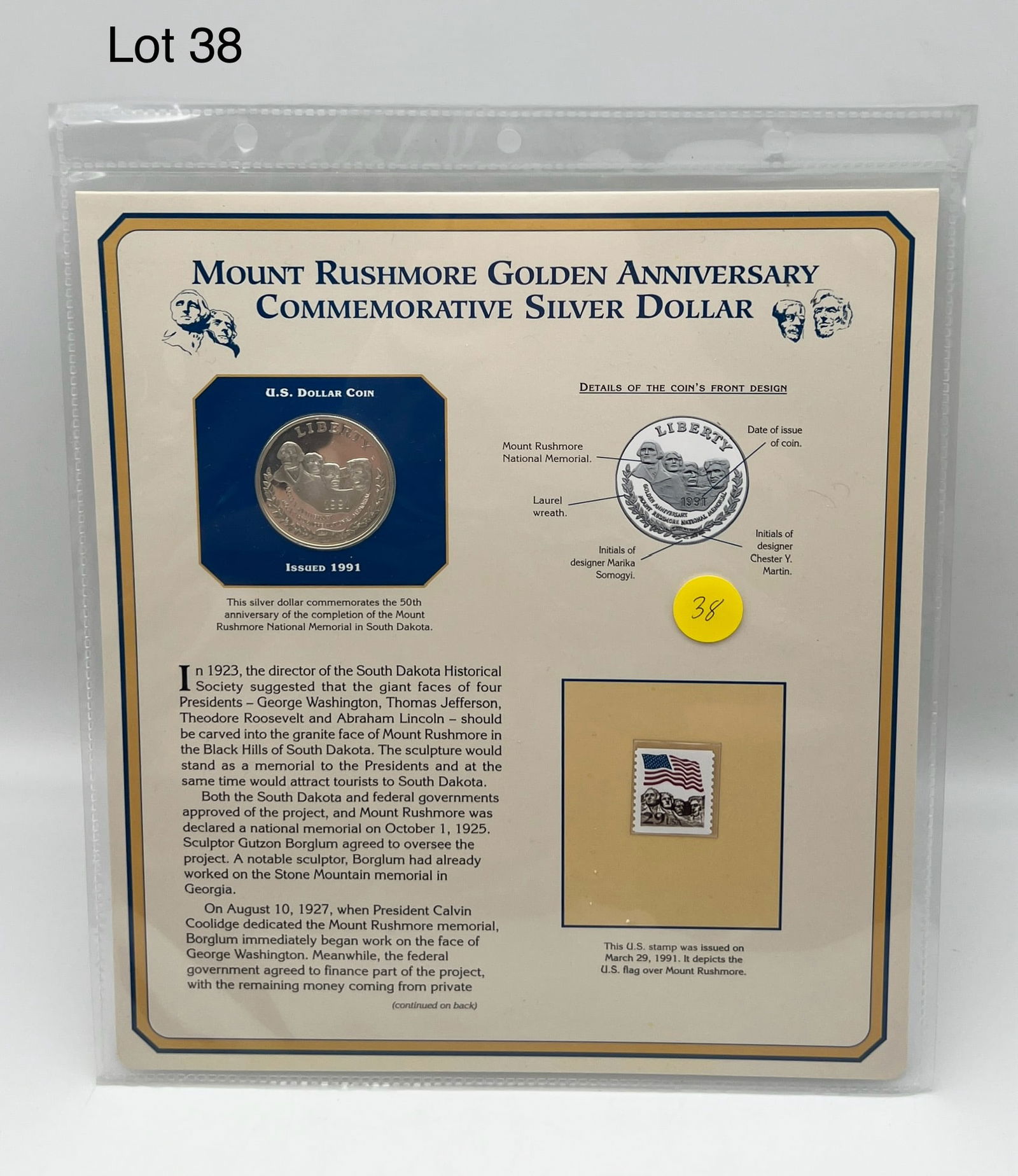 1991 Mount Rushmore Golden Anniversary Commemorative Silver Dollar (1 of 4)