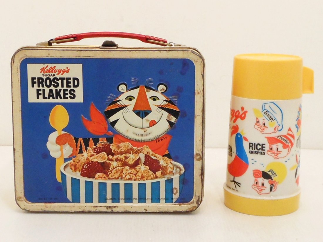 Vintage Kellogg's Cereals Lunch Box Thermos Lot 0399