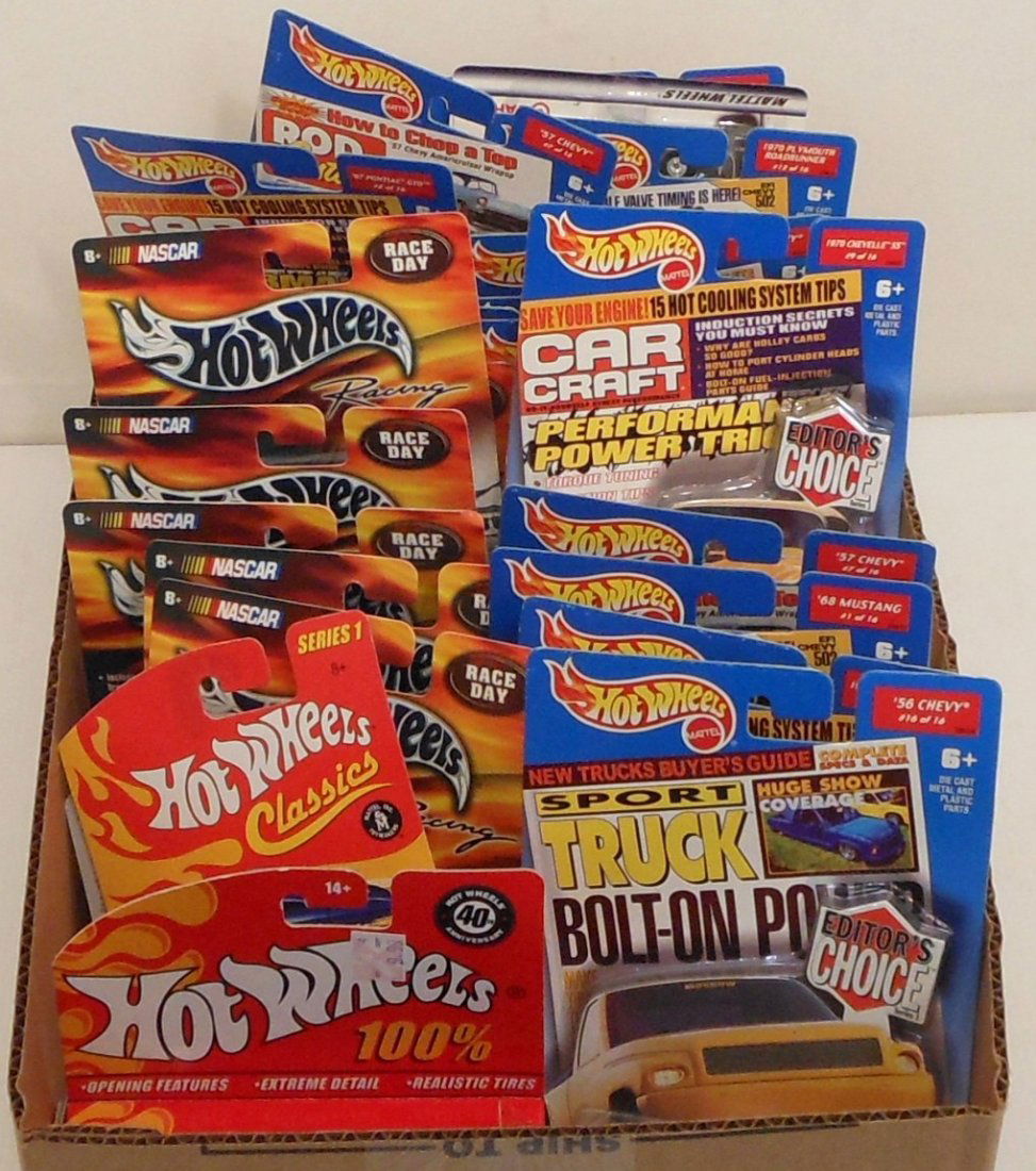 Lot of 25 Hot Wheels Target, Nascar, Classics and 100%: Lot of 25 Hot Wheels Carded Blister Packs and one carded box. 16 Target 2000 Series with multiples. 6 Nascar 2000 Race Day Series. 2 Classics 2005 & 2007 and one 100% 2007 series '69 Chevy Chevelle in