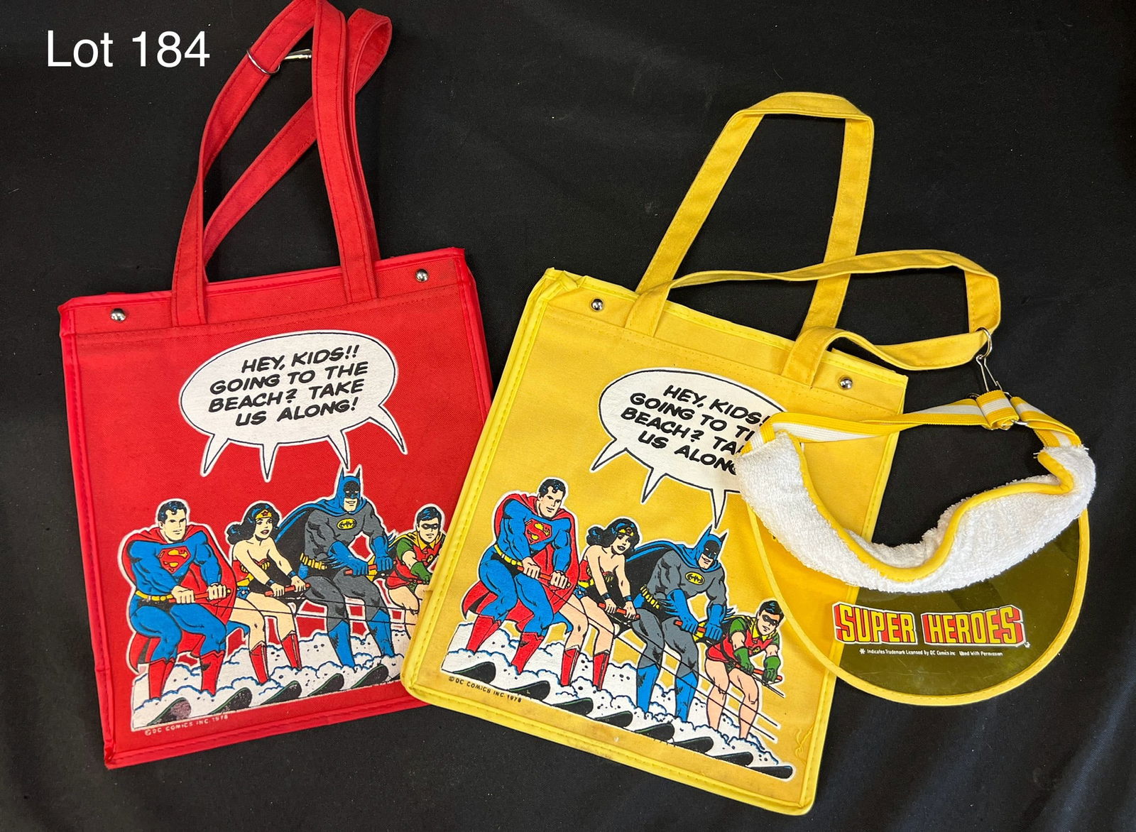 Pair of Vintage Super Heroes Water Skiing Tote Bags (1 of 5)