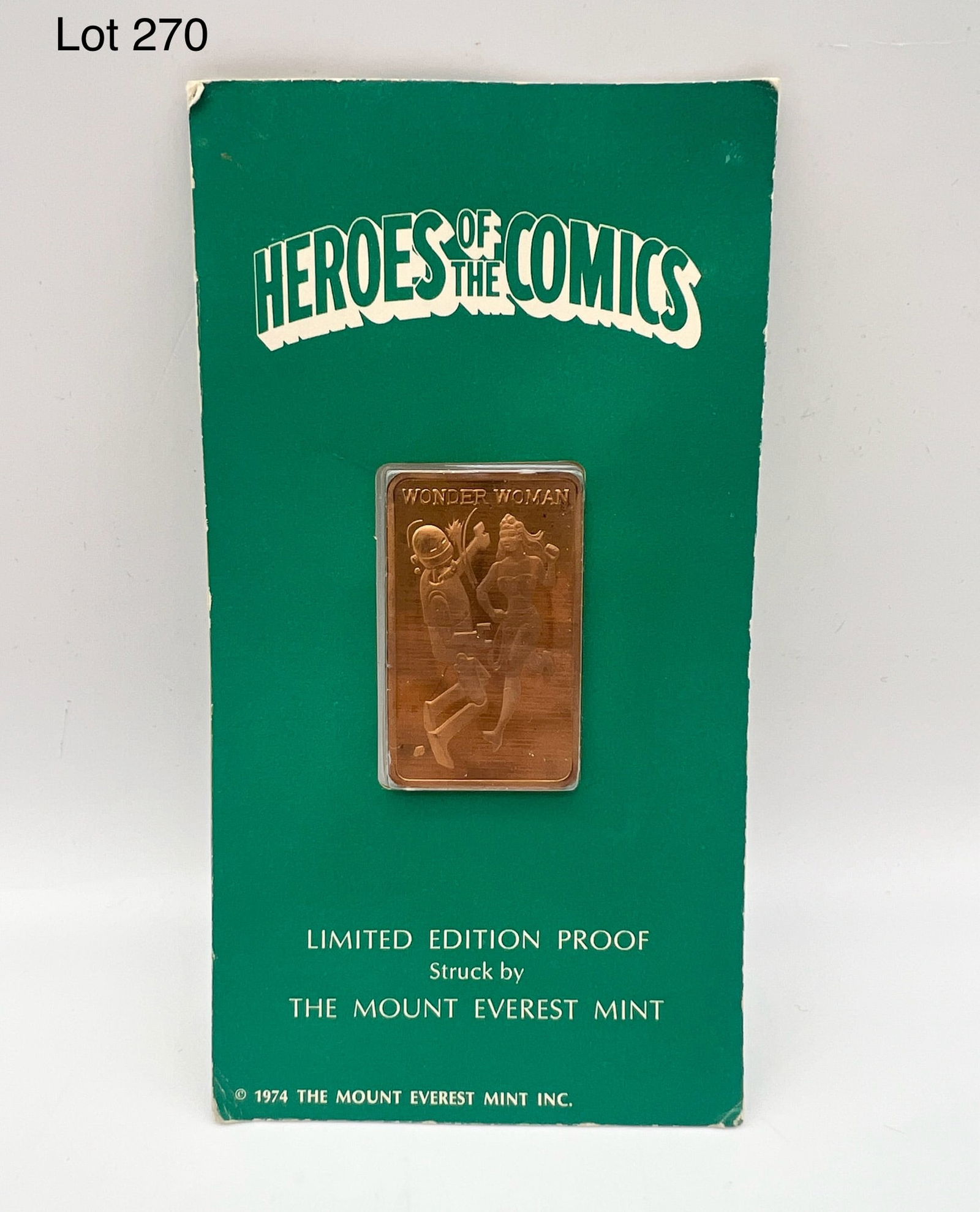 1974 Wonder Woman 'Heroes of the Comics' Limited Edition Solid Bronze Bar (1 of 5)