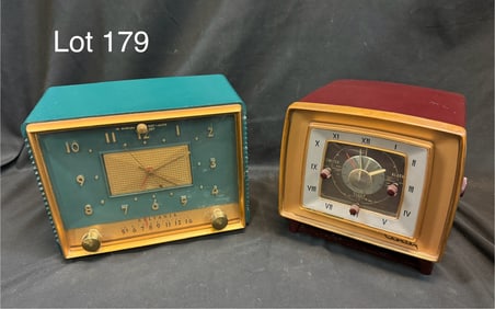 Pair of Vintage Clock Table Radios