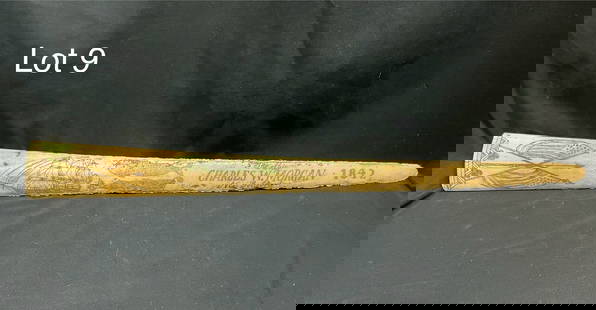 Charles W. Morgan Faux Scrimshaw: A modern scrimshaw with legend "The Ship - Charles W. Morgan - New Bedford" after the same whaling ship which survives still as one of the oldest surviving merchant vessels. Dated 1842, piece is