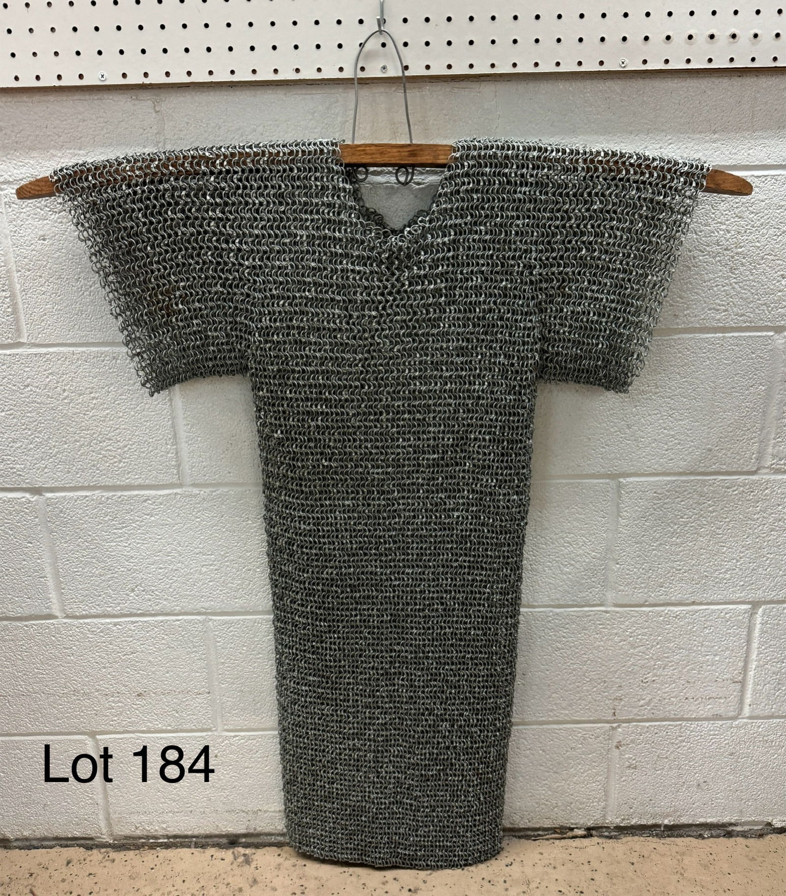 Modern Chainmail Hauberk: A modern riveted chainmail hauberk, good condition. Measures 28 1/2" x 42 1/2"