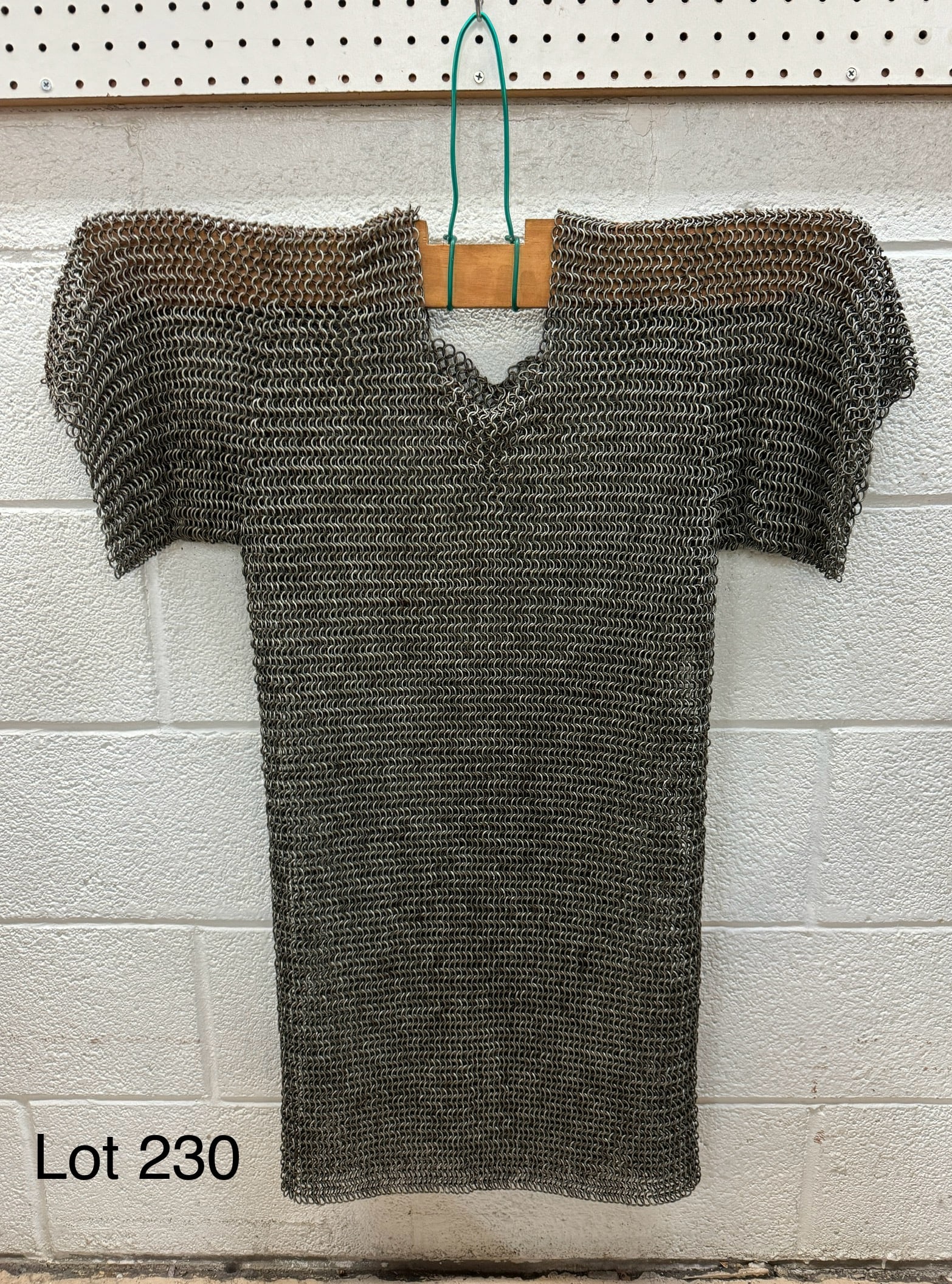 Modern Chainmail Hauberk: A modern chainmail hauberk, good condition. Measures 32" x 37" *note - some patina