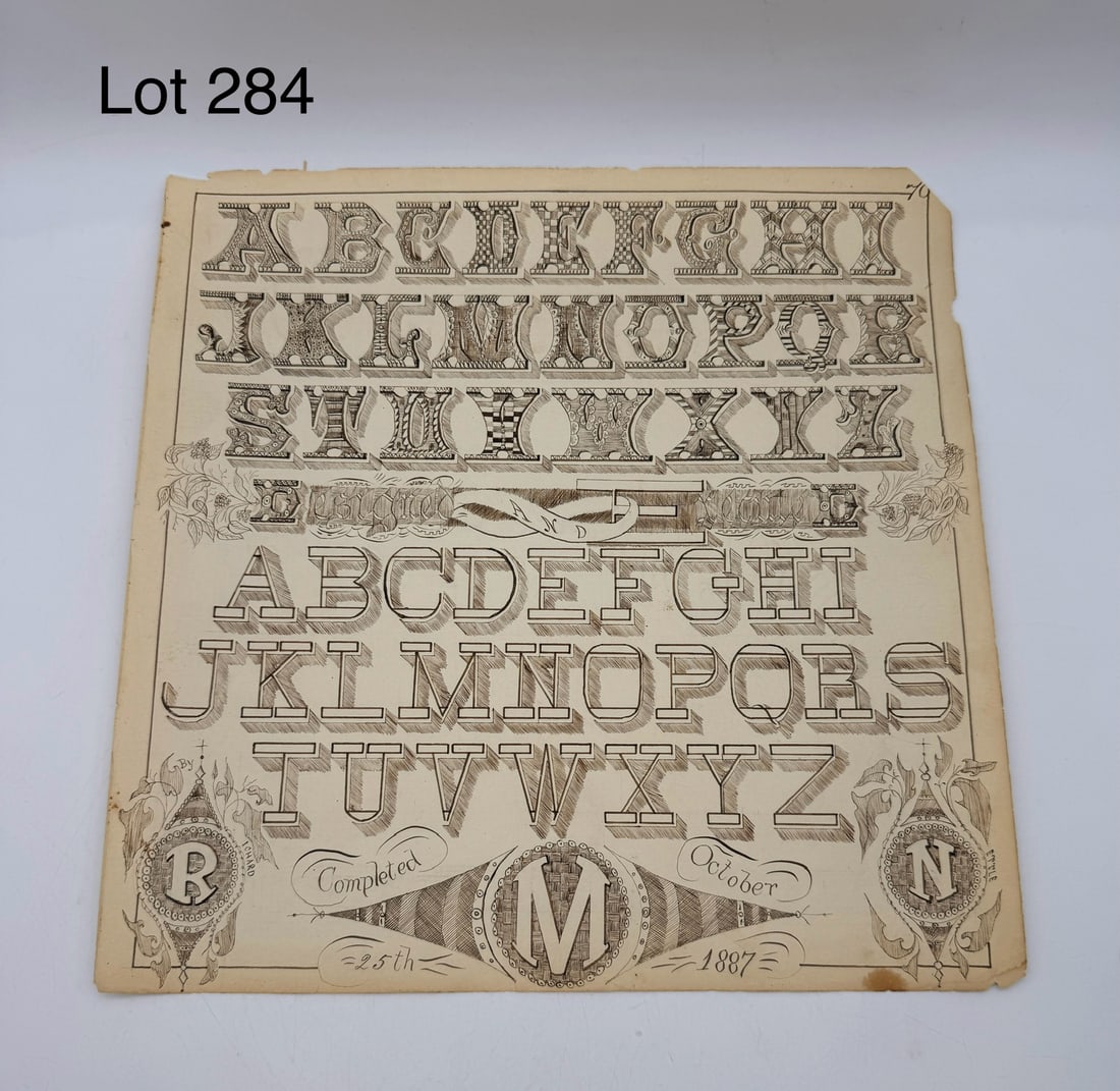 Victorian Alphabet Penmanship Paper C1887 (1 of 6)