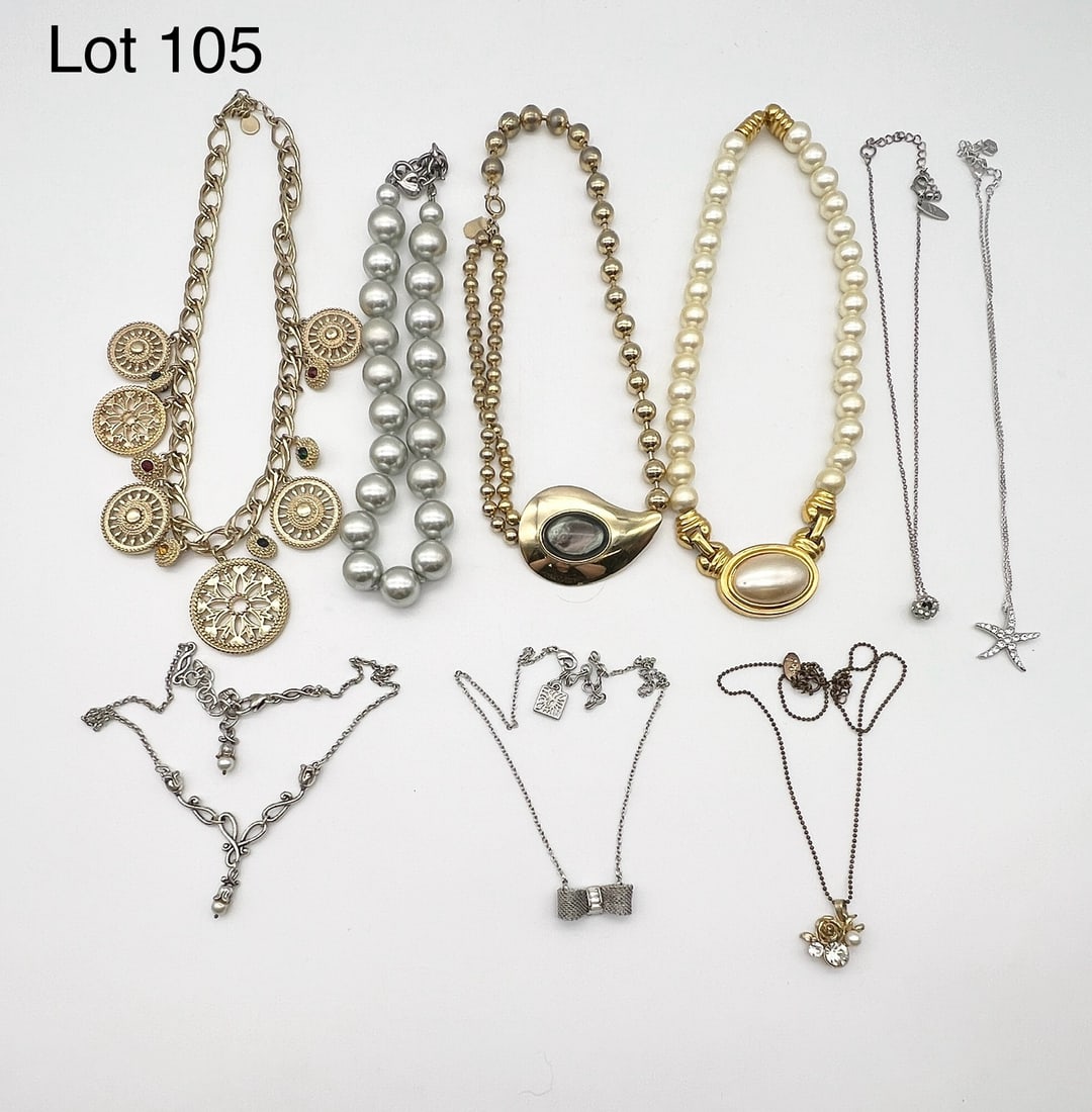 Collection of Signed Costume Jewelry Necklaces: Group of signed costume necklaces by Napier, Carolee, Paula, etc!, Anne Klein and more.