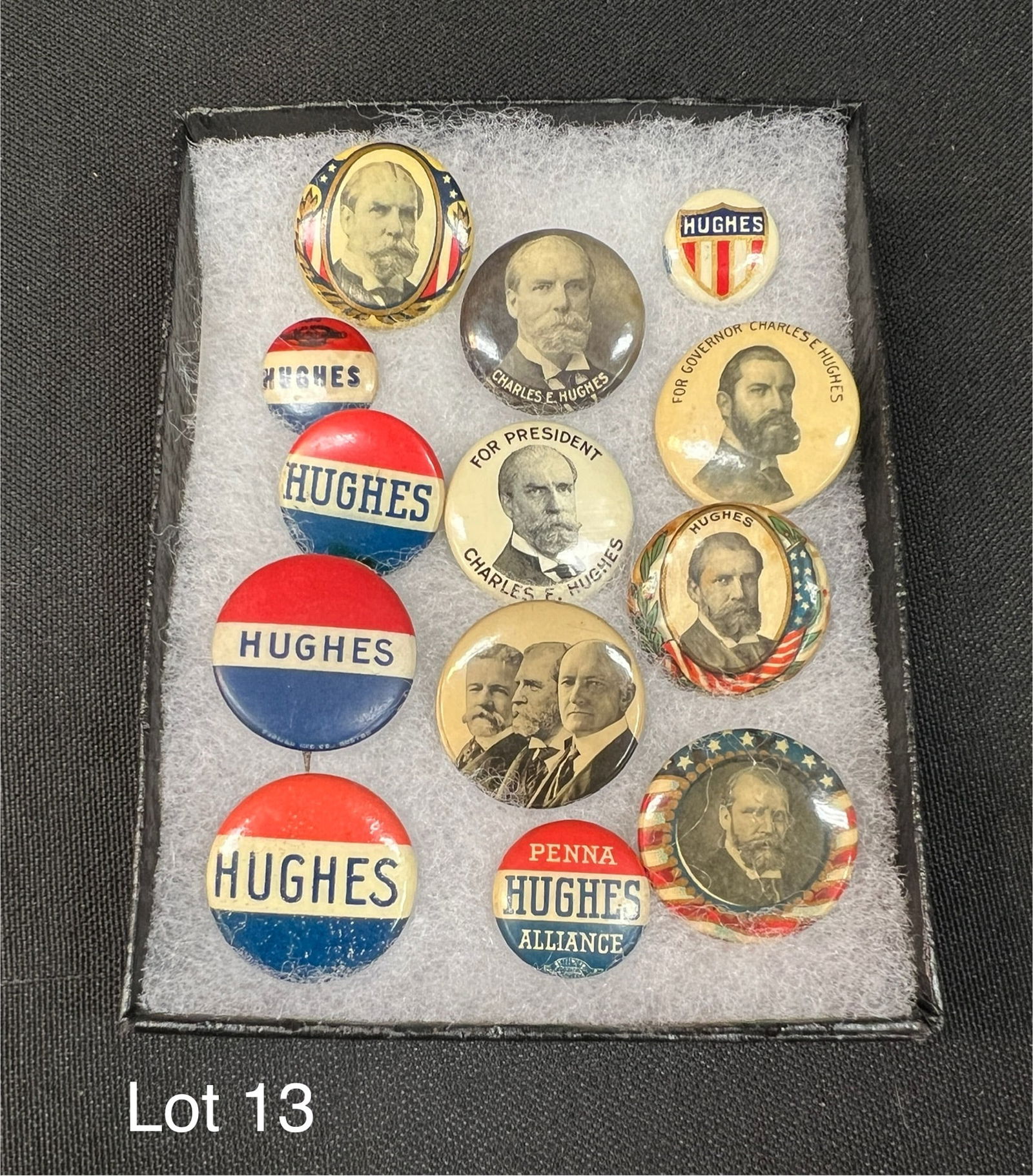 Lot of 13 Charles Evans Hughes Original Political Pins (1 of 3)