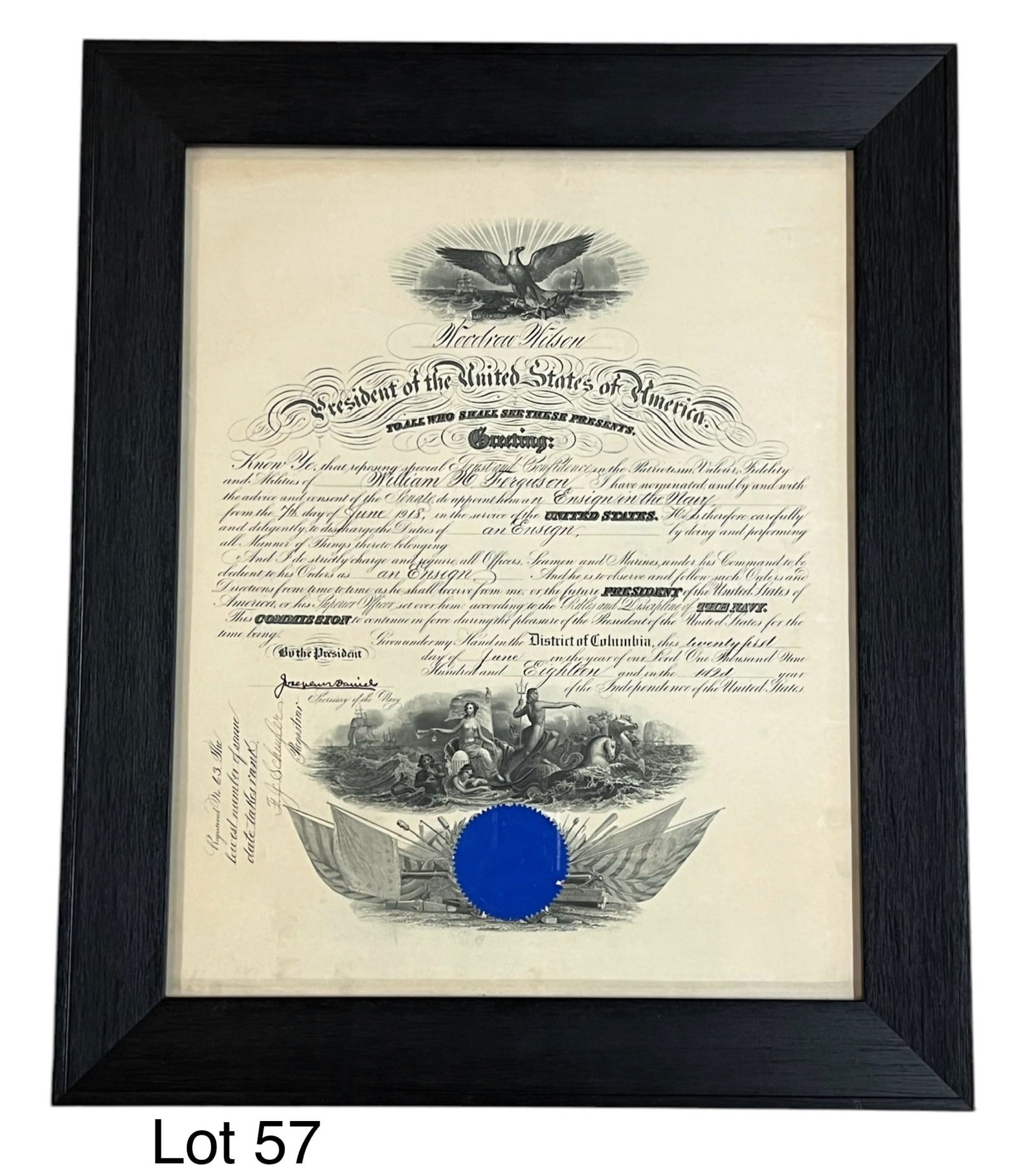 1918 Woodrow Wilson Presidential Appointment Document (1 of 7)