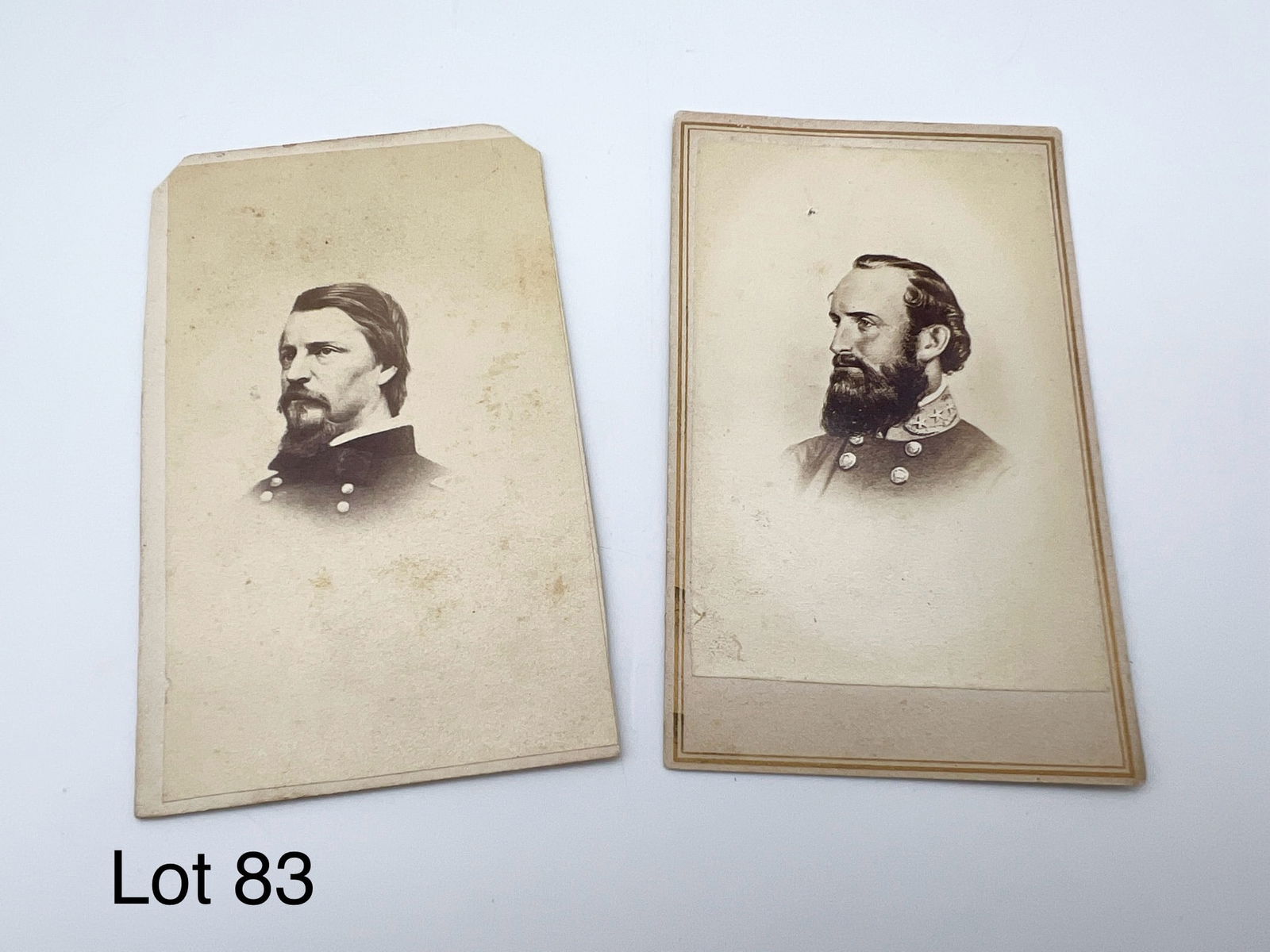 Two Carte de Visite Of Union Generals Stonewall Jackson and W. Hancock (1 of 4)