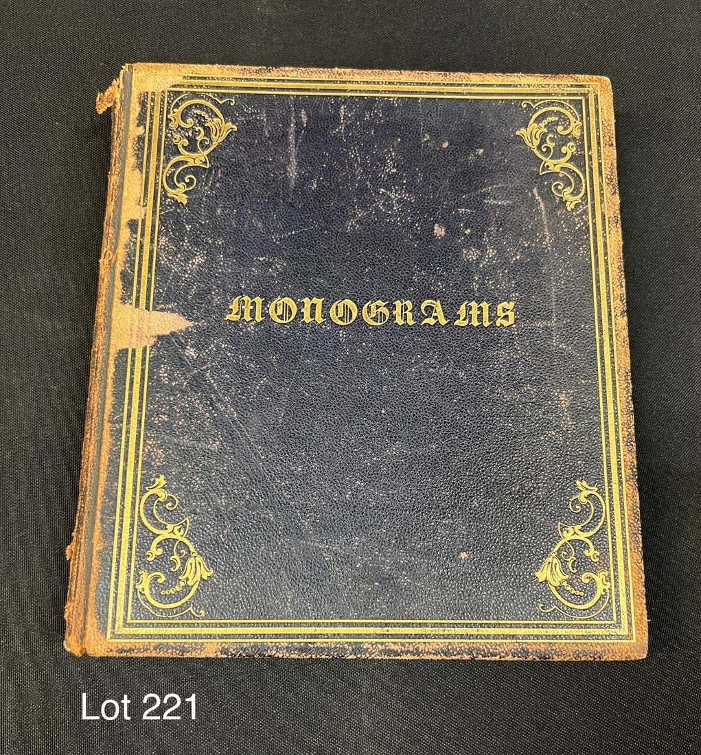 An Incredible Book of Monograms, Famous Places, Travel Destinations, Hotels: This interesting scrap book is a labor of love. Innumerable cutouts from around the country and the world, many monograms from the turn of the century. It had to take years to accumulate this many pie