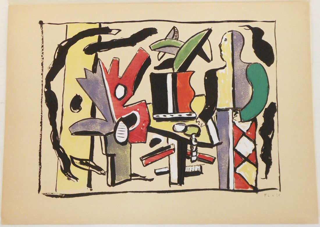 Serigraph F Leger "Composition à la Poupée": Fernand Léger (1881-1955), Composition à la Poupée (Composition Doll). Color serigraph after a 1938 work created in 1950. With the monogram and date "6.38" in the stone. On buff wove paper. Great c